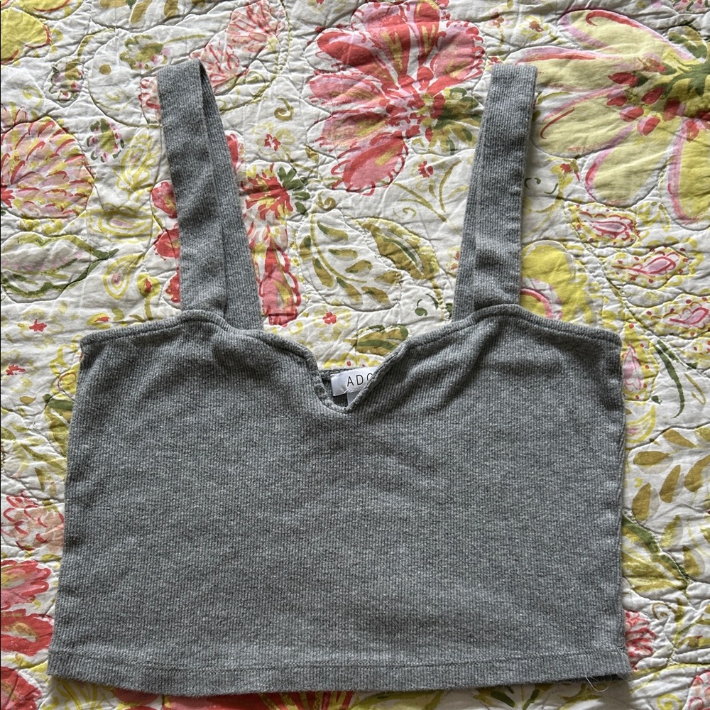 Cotton Gray Ribbed Crop Top